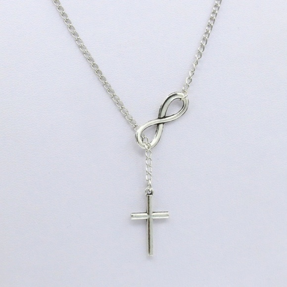 New Silver Infinity Cross Necklace - Picture 3 of 3